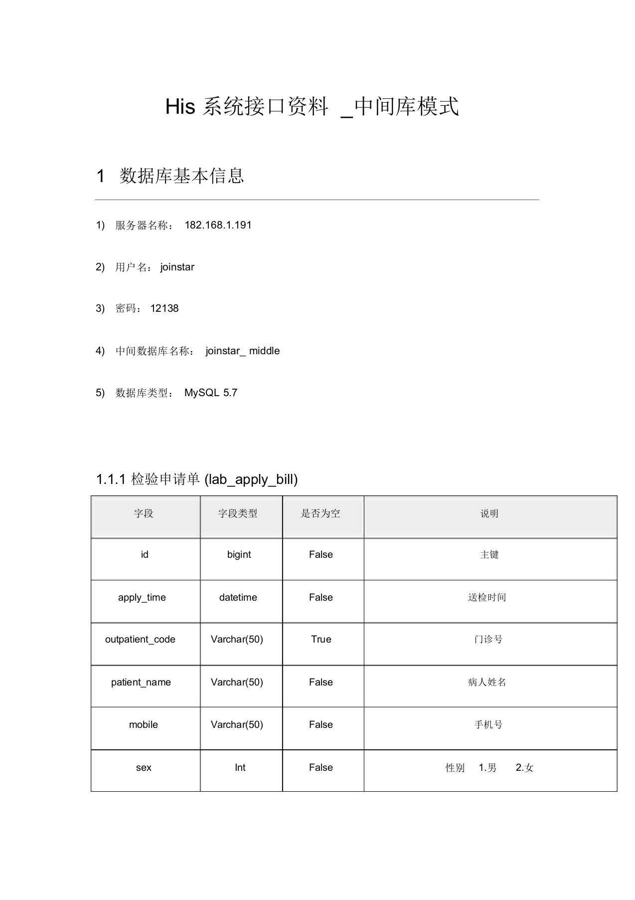 HIS对接接口文档