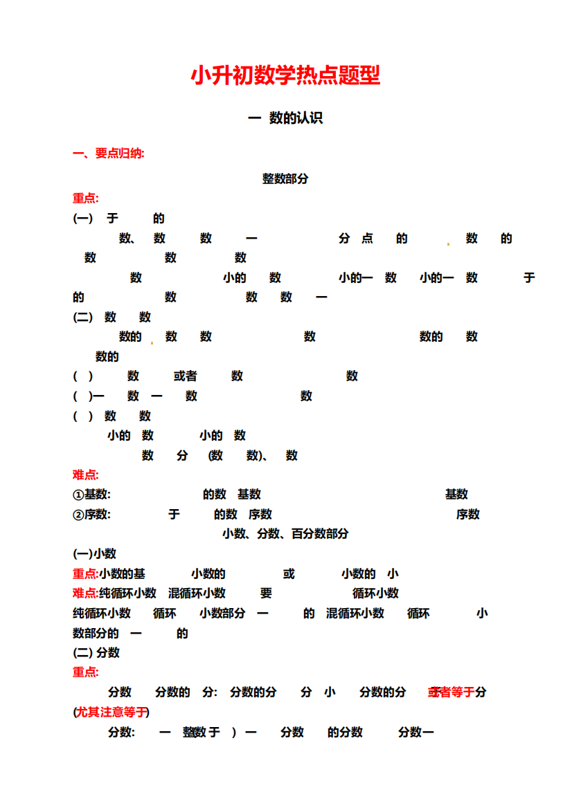 小升初数学热点题型一