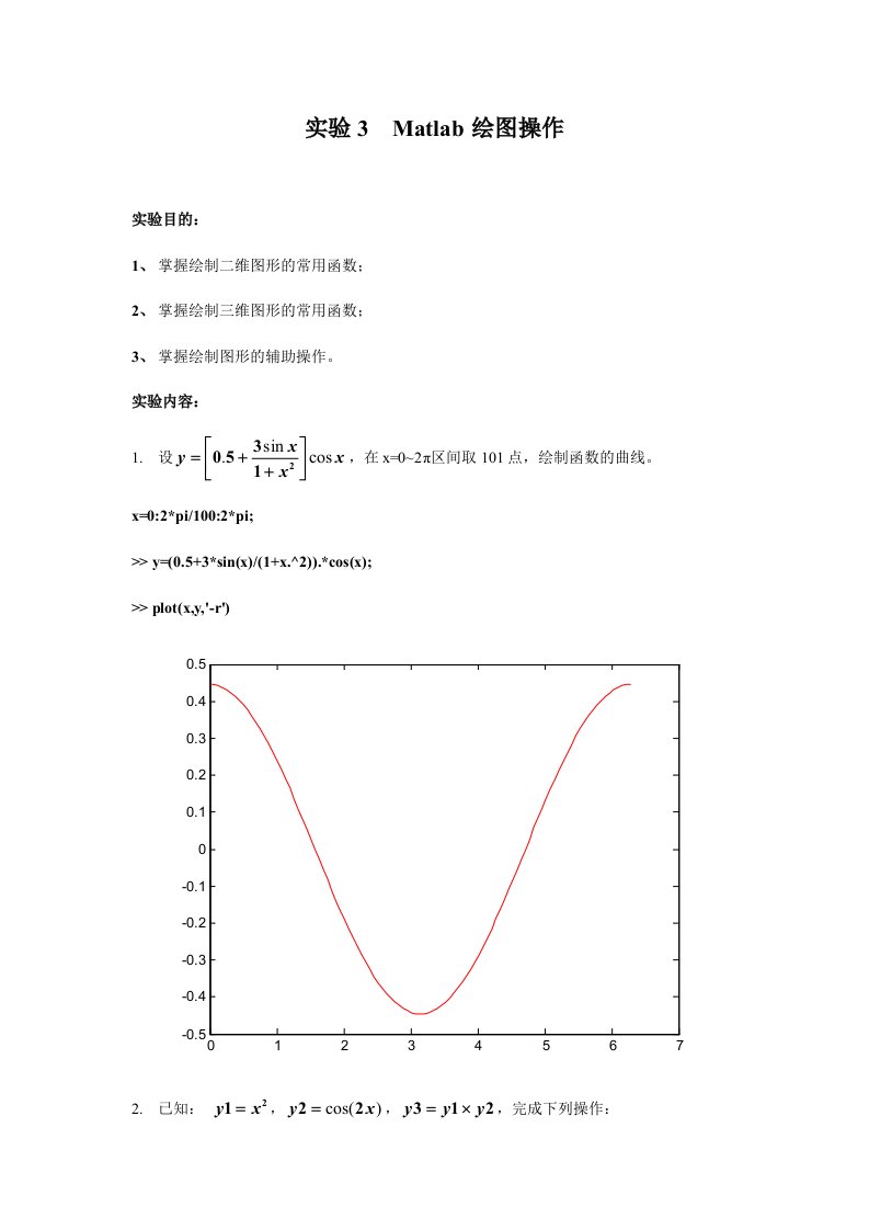 实验3Matlab绘图操作