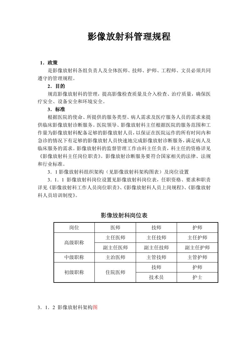 影像放射科管理规程