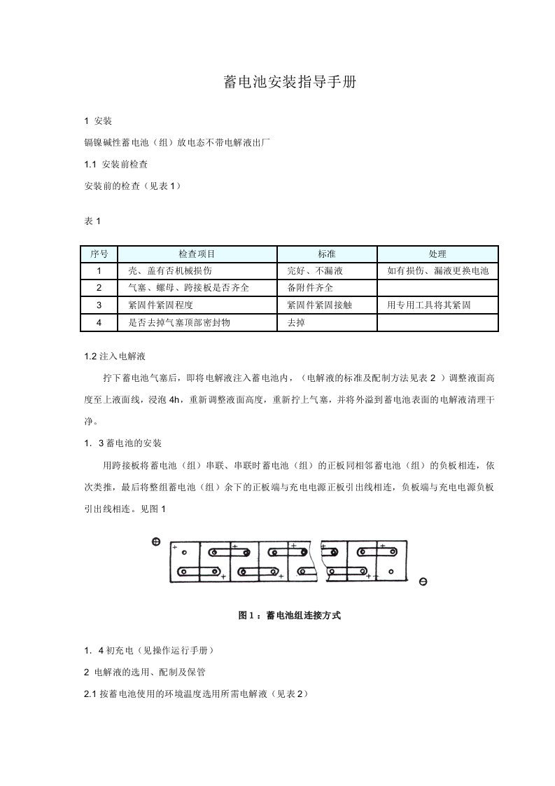 镉镍碱性蓄电池安装运行维护指导手册