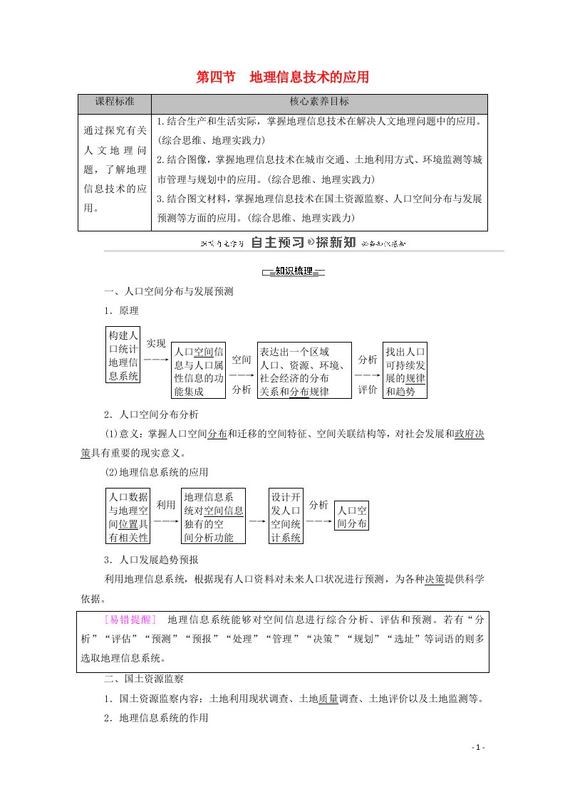 2020_2021学年高中地理第4章国土开发与保护第4节地理信息技术的应用教案中图版必修第二册