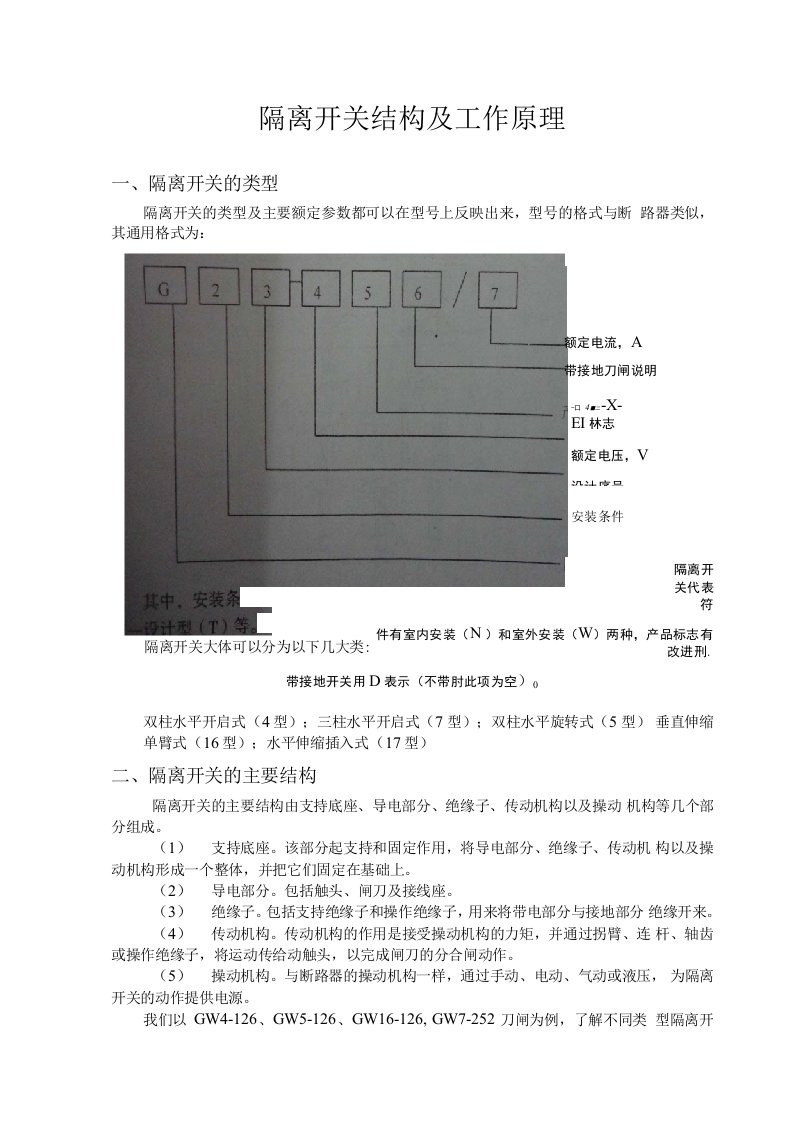 隔离开关结构及工作原理