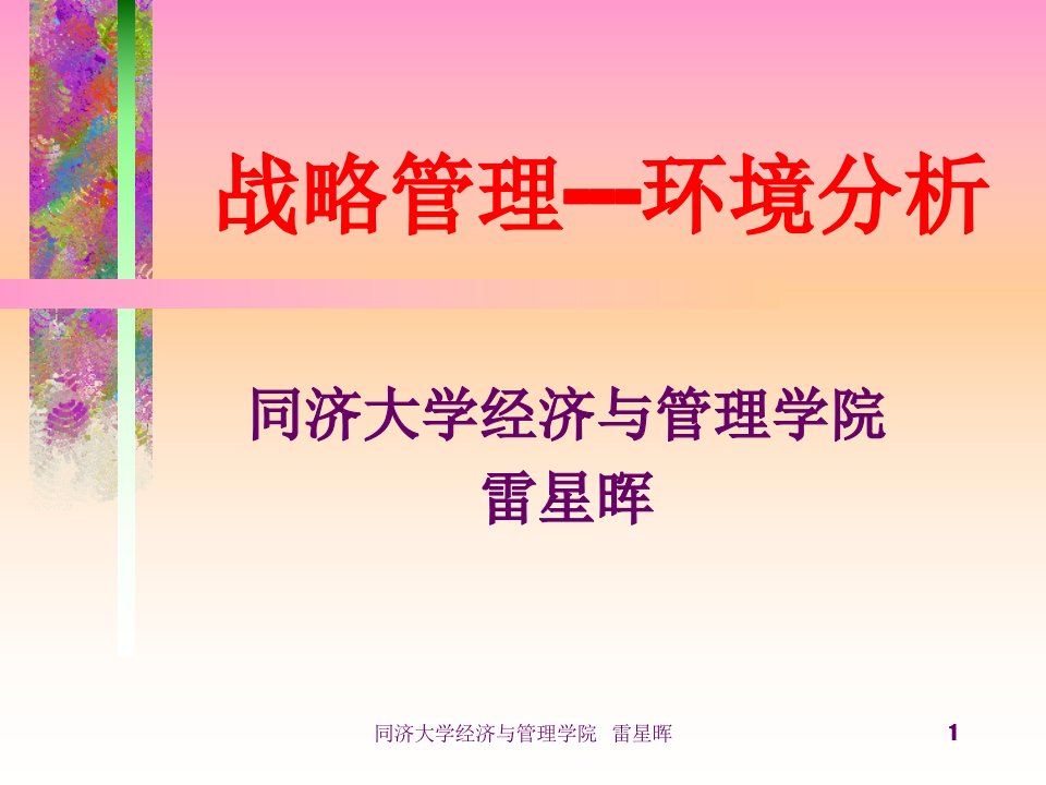 第三章环境分析(战略管理-同济大学,雷星晖)