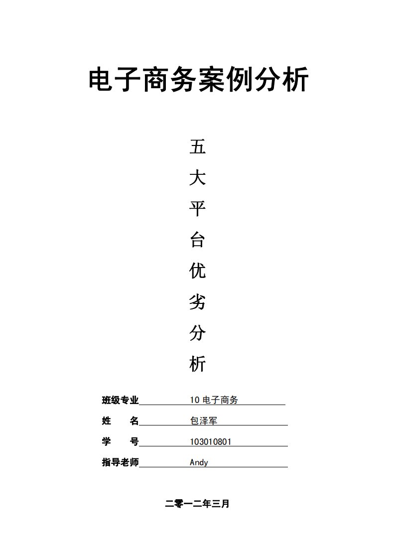 电子商务案例分析——五大平台优劣分析