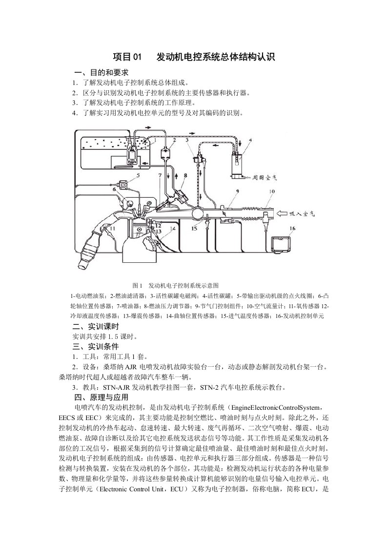 发动机电控系统实训指导书