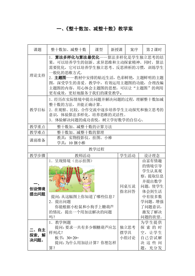 （中小学资料）整十数加减整十数张永华