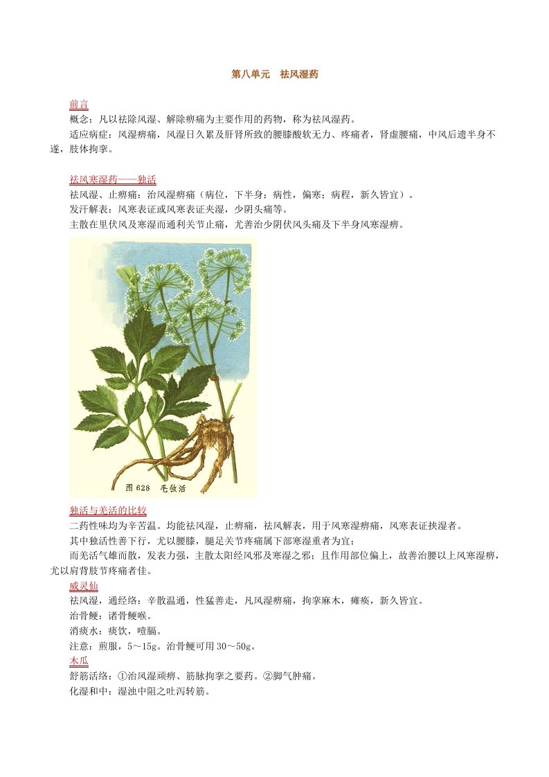 执业中药师中药学祛风湿药