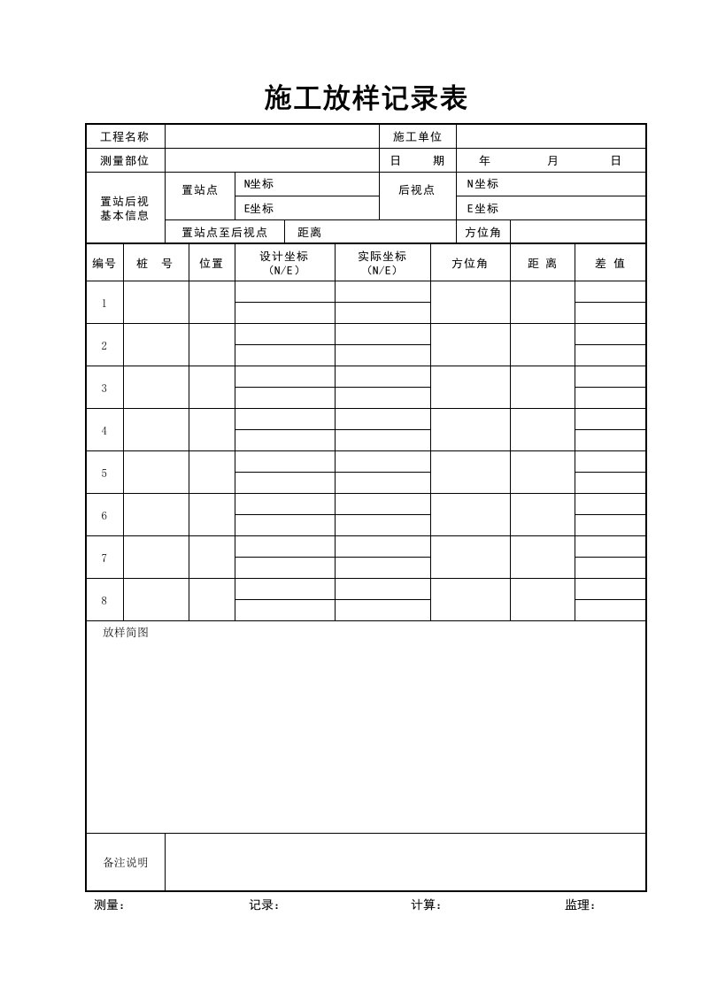 施工组织-施工放样记录表