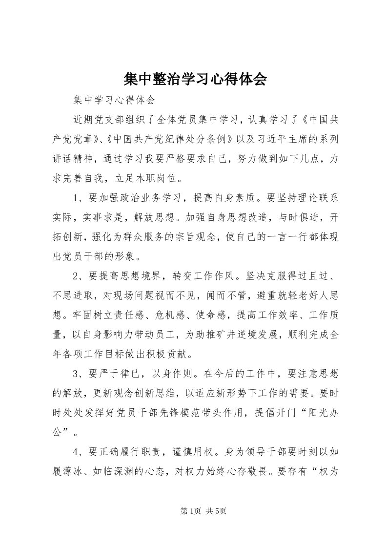 3集中整治学习心得体会_