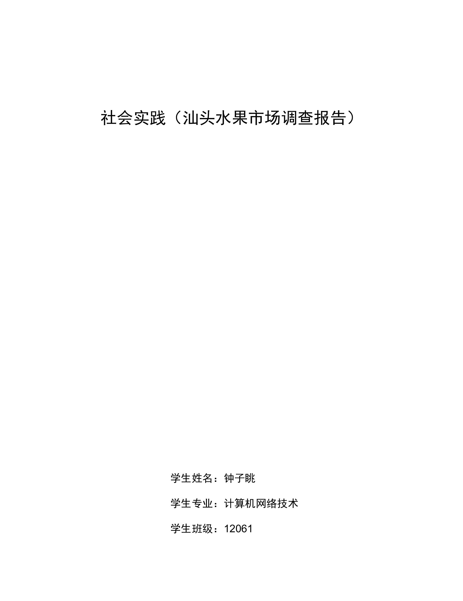 社会实践（汕头水果市场调查报告）