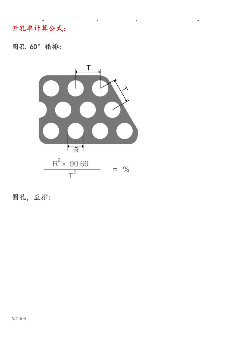 各种冲孔板开孔率计算公式