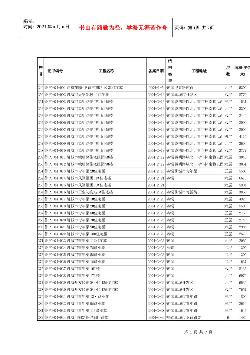 年已备案工程