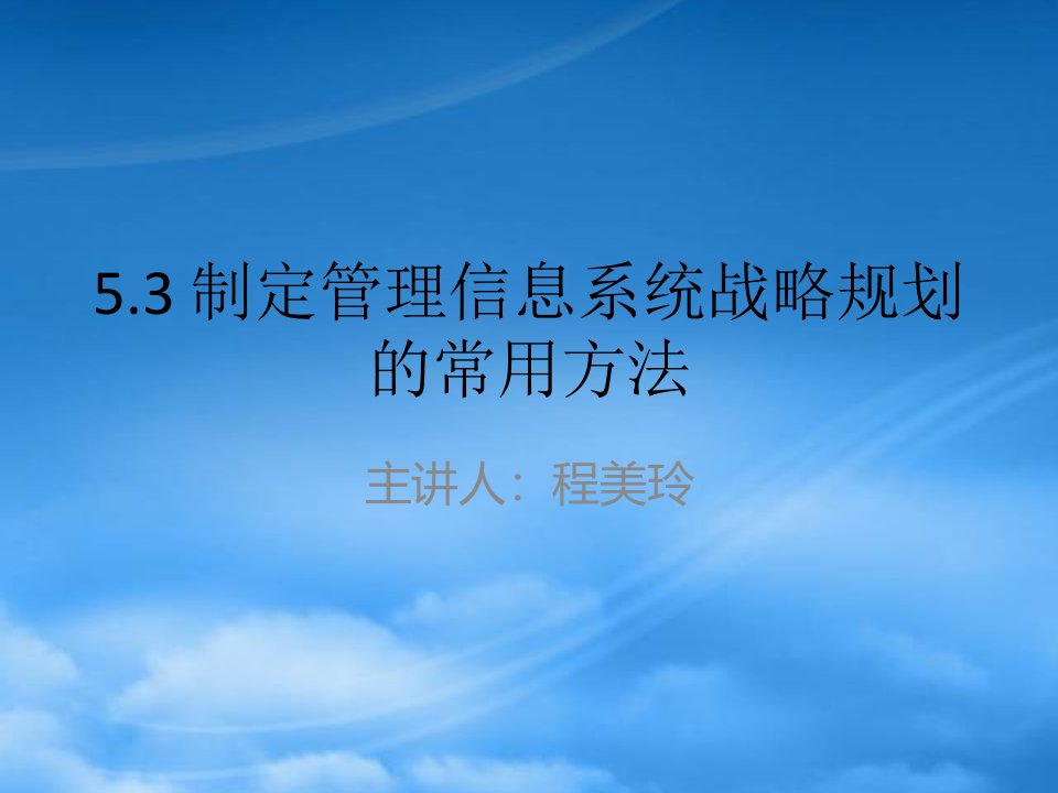 制定管理信息系统战略规划的常用方法