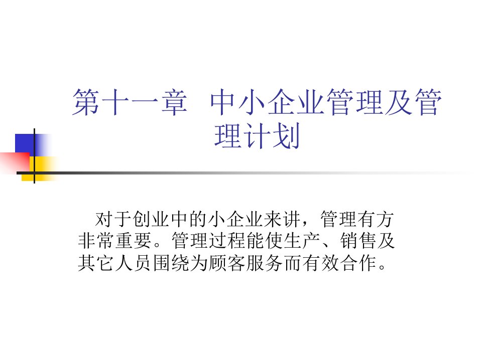 中小企业管理和管理计划概述