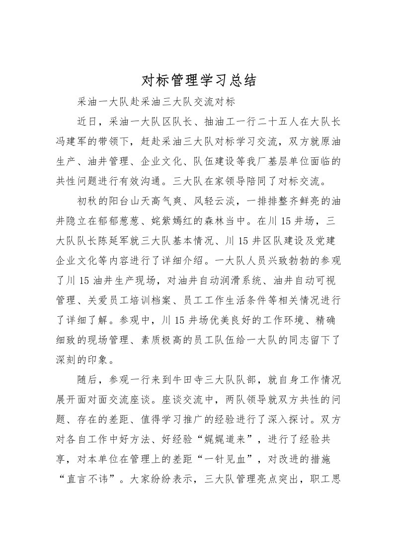 2022对标管理学习总结