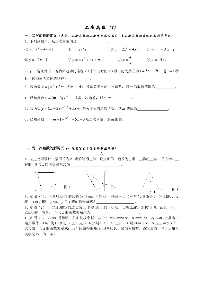 《二次函数专题》word版