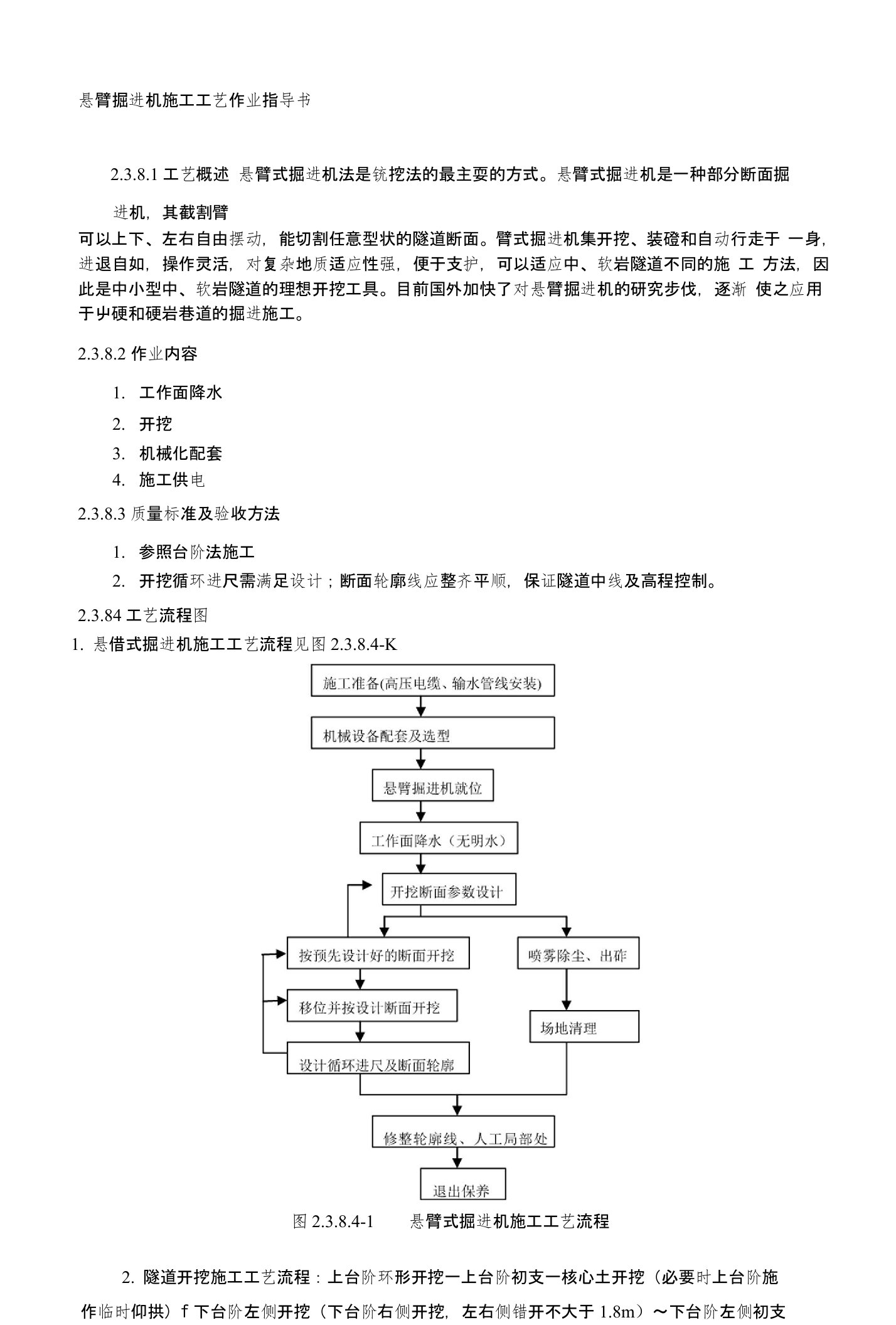 悬臂掘进机施工工艺作业指导书