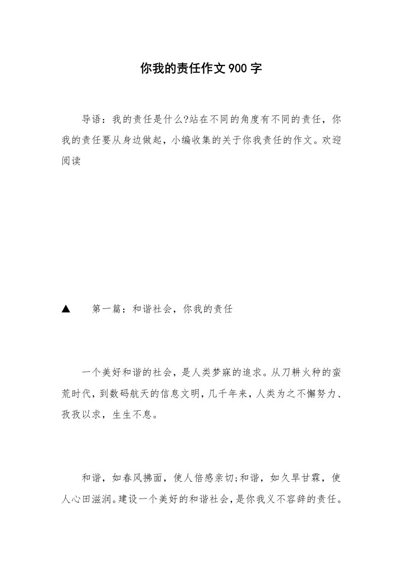 你我的责任作文900字