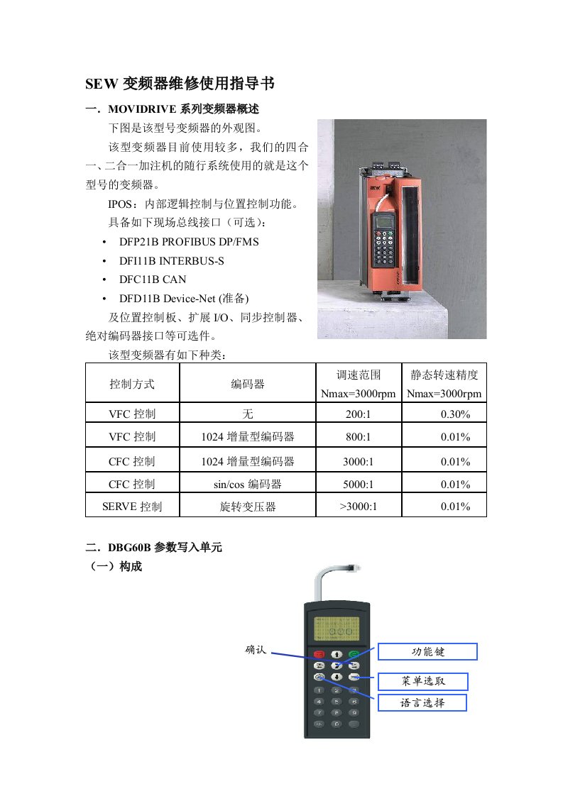 SEW变频器维修使用指导书