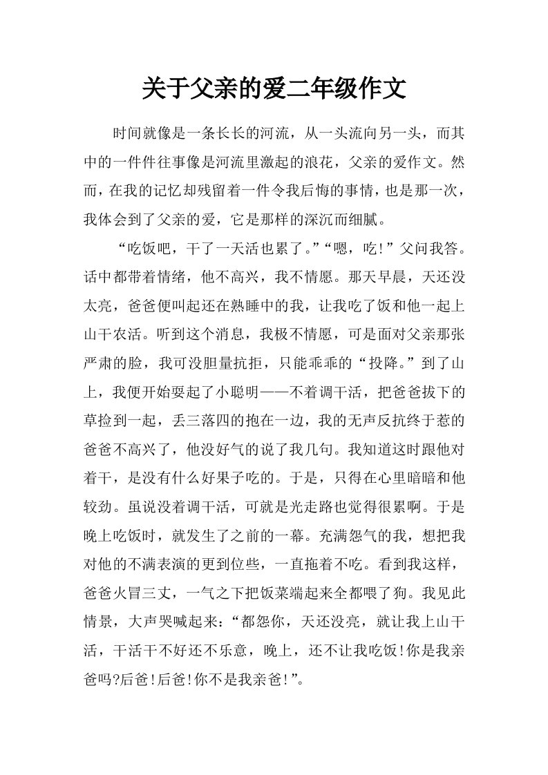 关于父亲的爱二年级作文