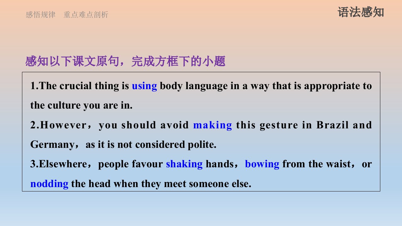 人教版选择性必修第一册Unit4BodyLanguageGrammar18张