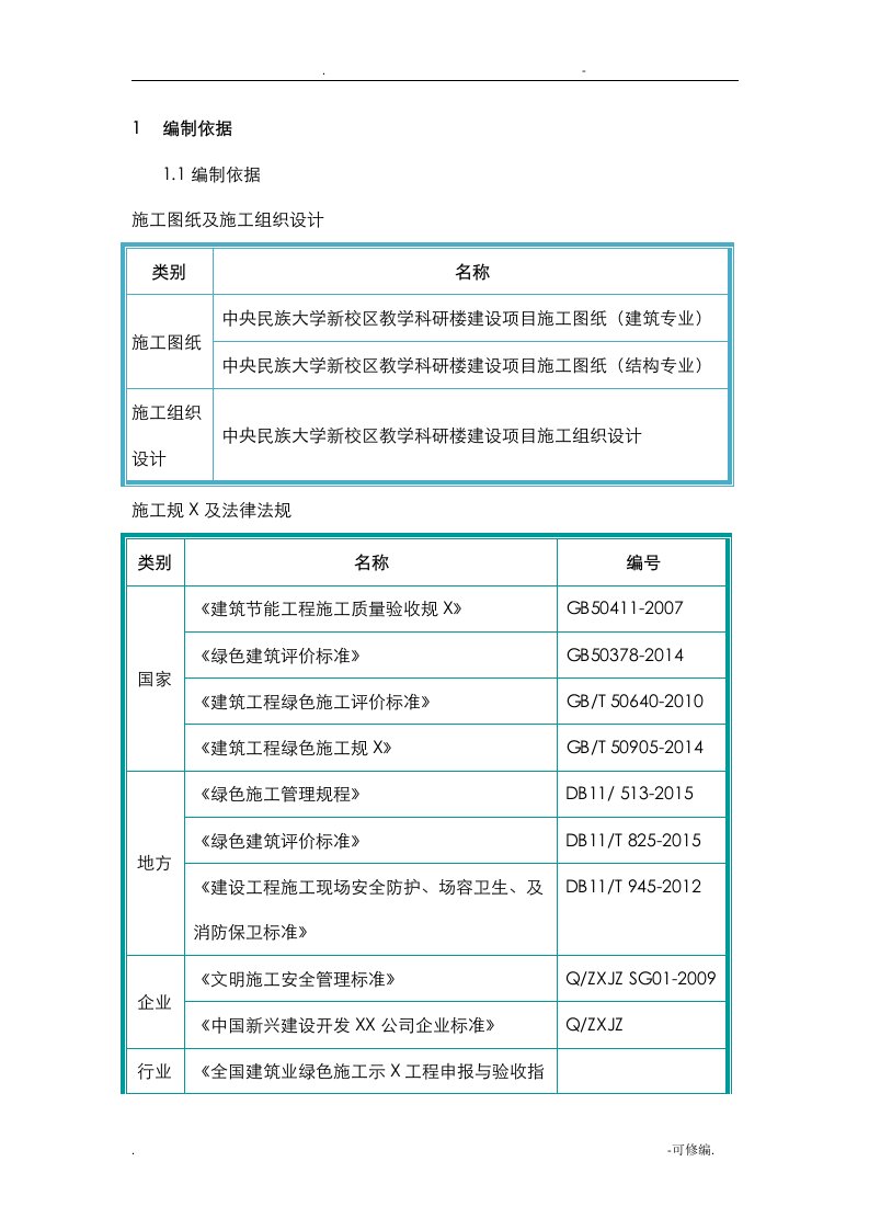 绿色建筑专项施工组织设计