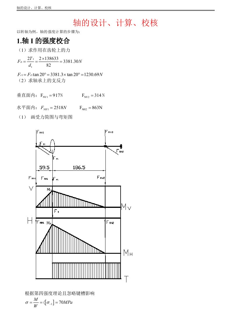 机械轴的设计、计算、校核