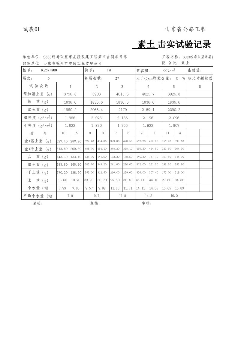 土工击实自动计算表格