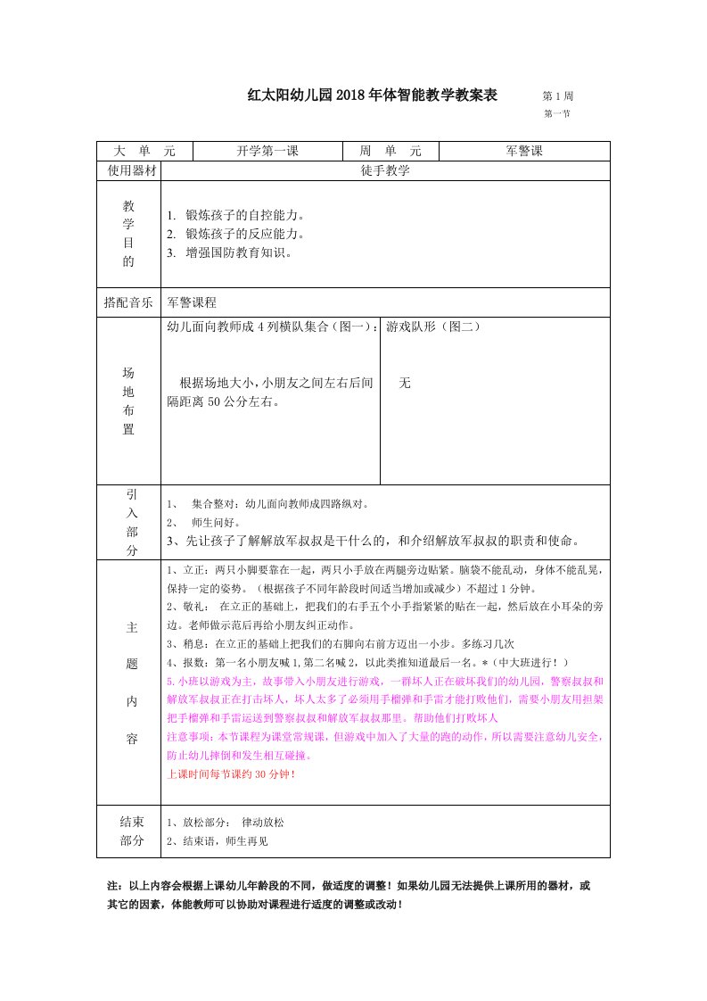 红太阳幼儿园开学第一课军警课