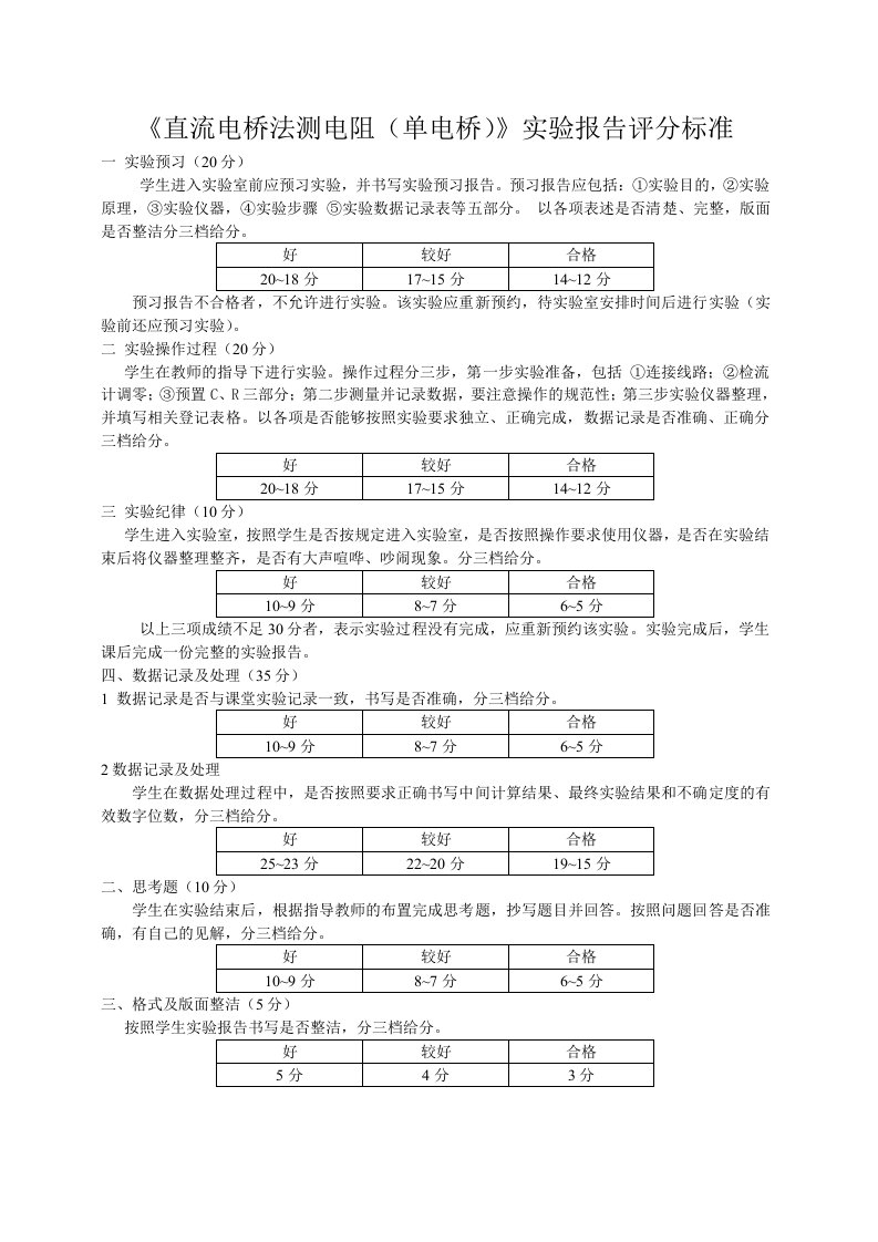 直流电桥法测电阻(单电阻)实验报告