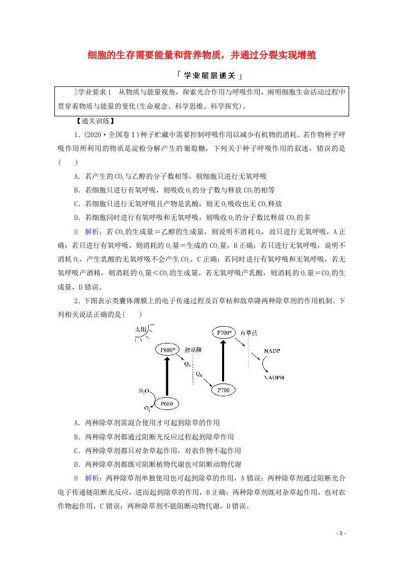 2022版新教材高考生物一轮复习第4单元细胞的生命历程大概念升华课必修概念2学案新人教版20210618253