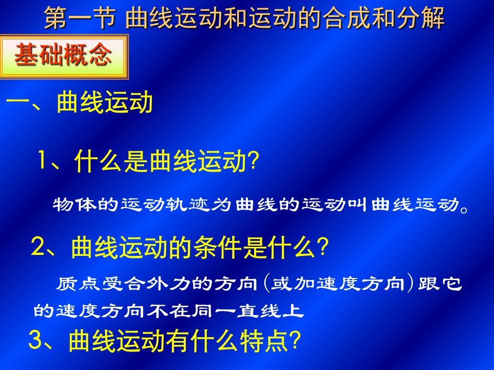 教学课件第一节-曲线运动与运动的合成分解