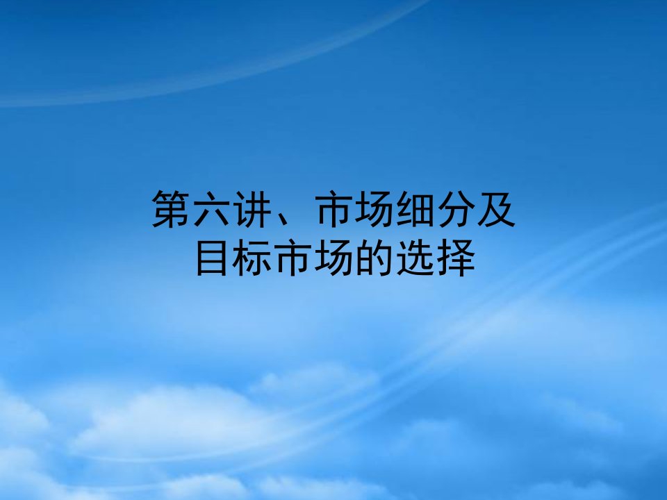 市场细分及目标市场的选择