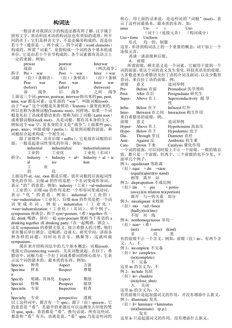 高中英语单词词根、前缀、后缀大总结