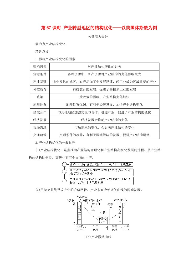 2025版高考地理全程一轮复习能力提升第三部分区域发展第十六章区域发展第67课时产业转型地区的结构优化__以美国休斯敦为例湘教版