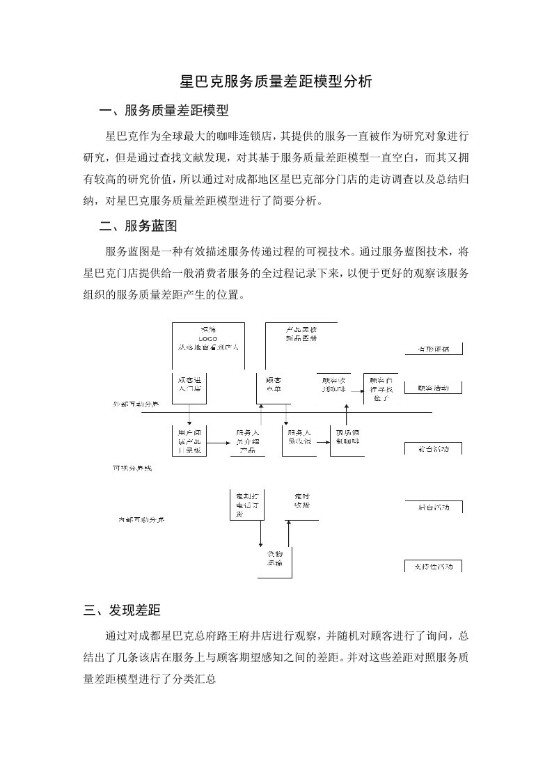 星巴克服务质量差距模型分析资料