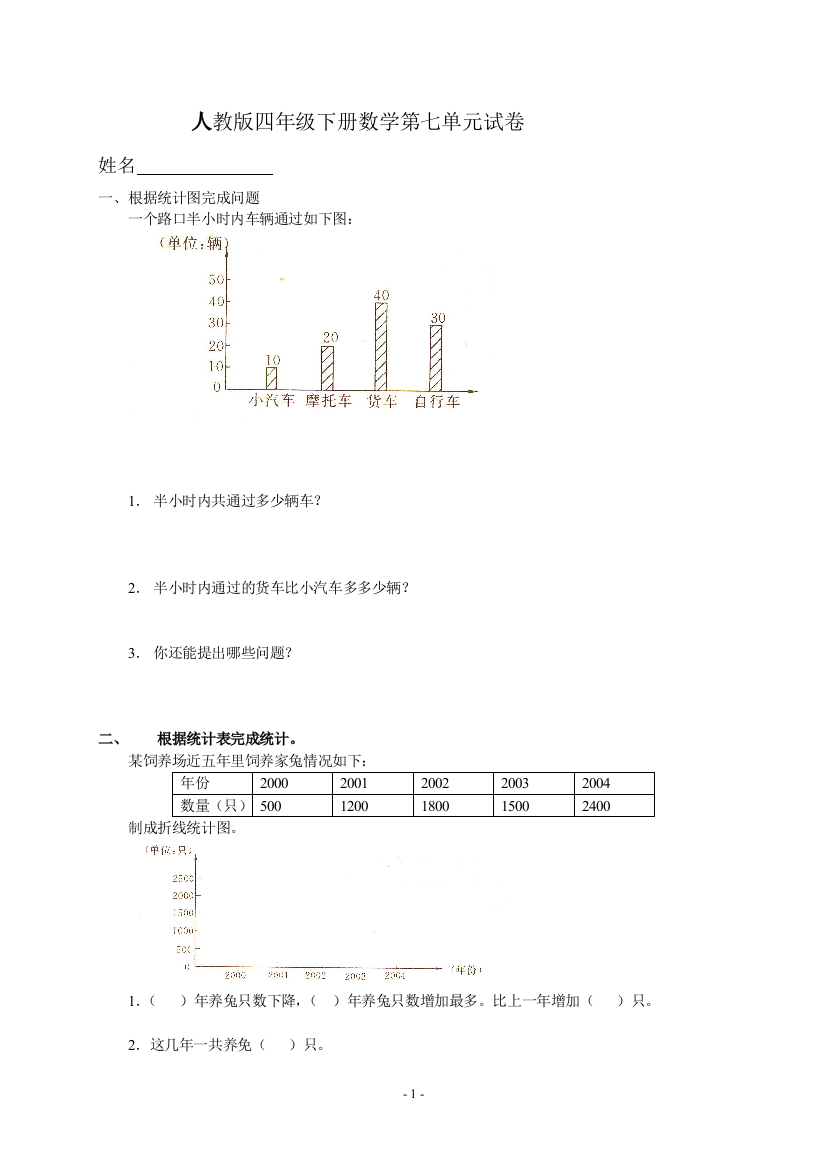 第七单元试卷及答案《统计》试题