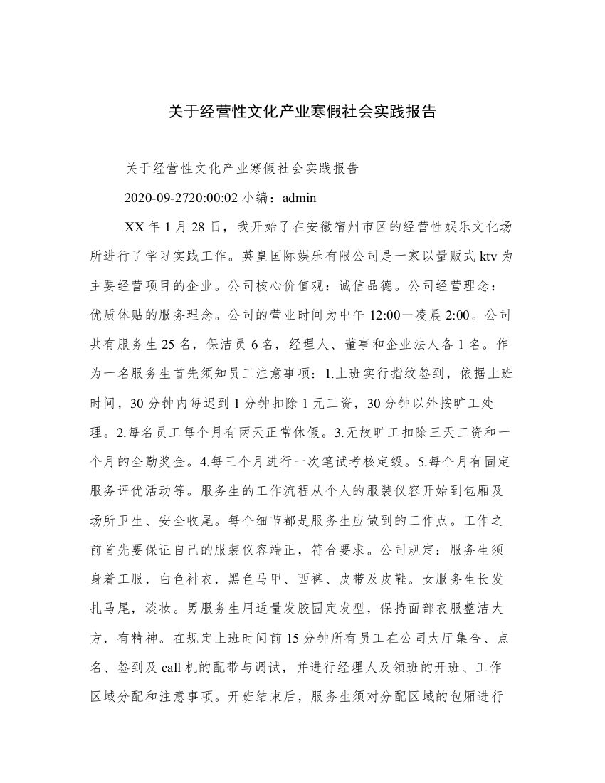 关于经营性文化产业寒假社会实践报告