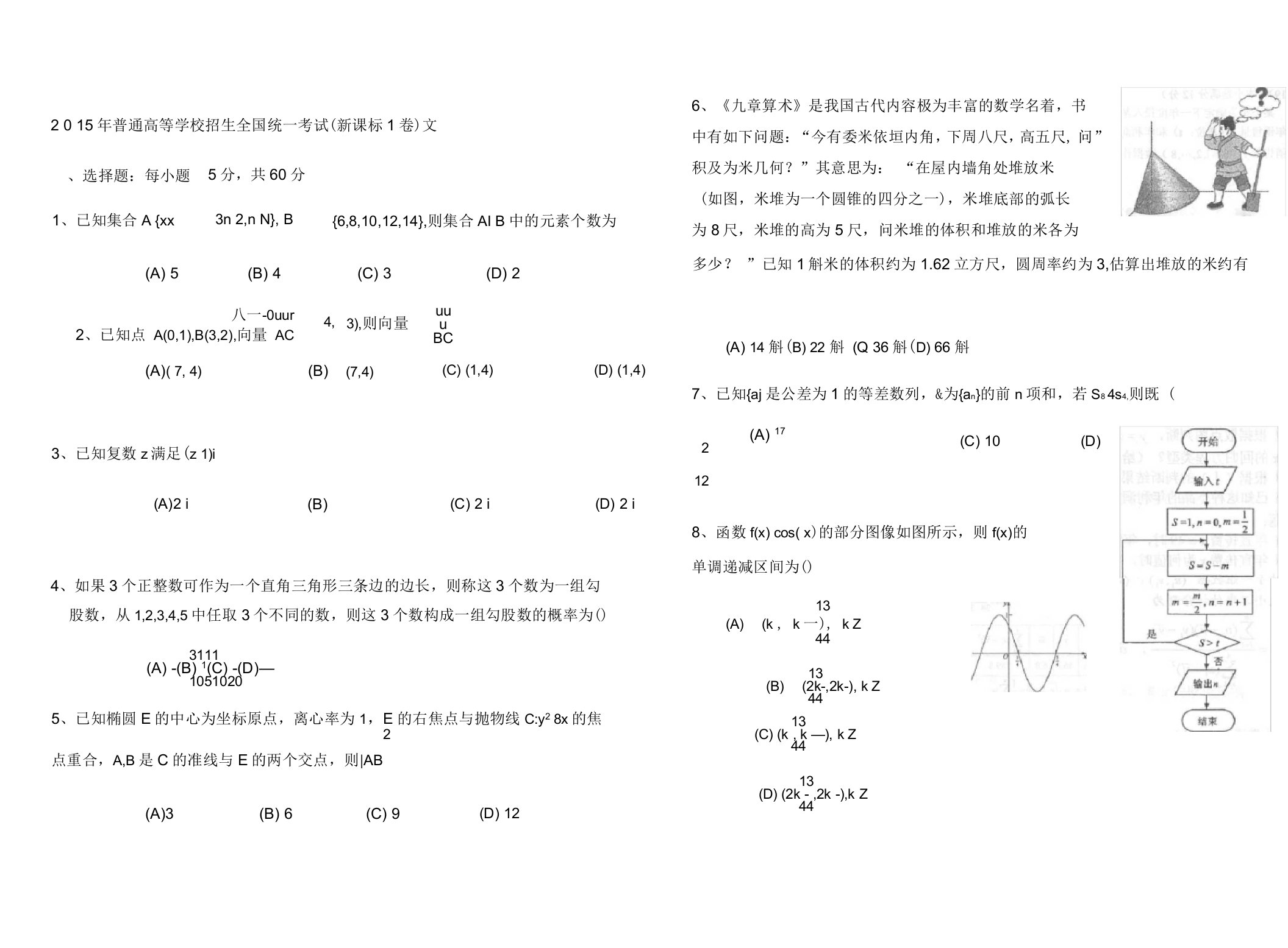 全国卷文科高考真题数学卷附答案优选