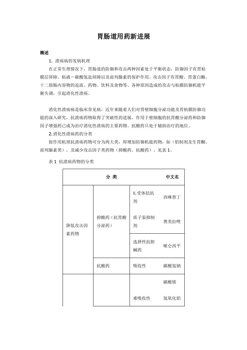 医疗行业-胃肠道用药新进展