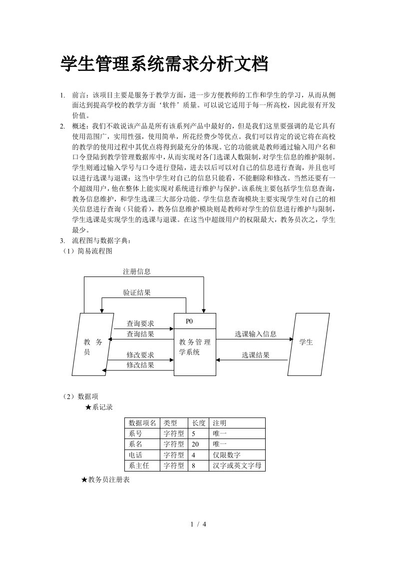 学生管理系统需求分析文档