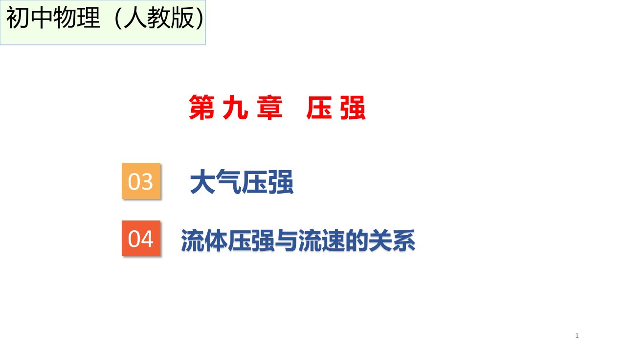 初中物理人教版-八年级下9.3-4-大气压强-、流体压强与流速的关系-ppt课件