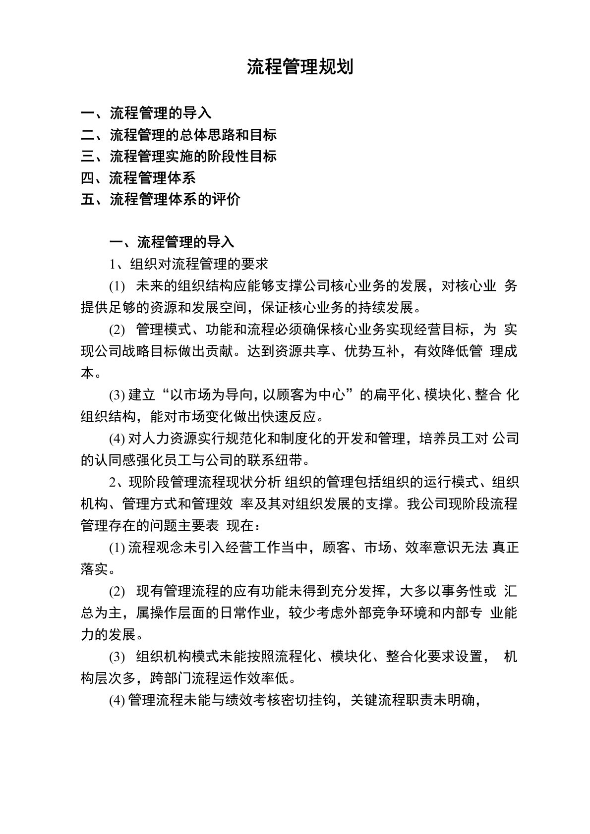 公司流程管理规划