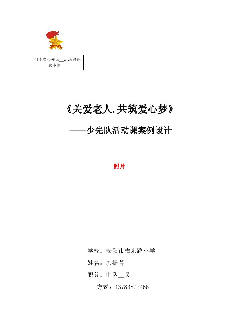 安阳市钢城小学少先队活动课方案设计样本