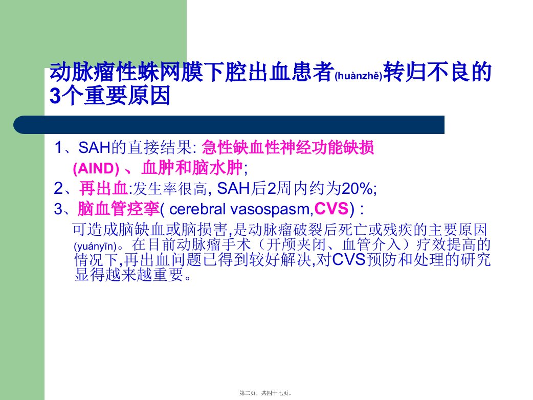 医学专题脑血管痉挛的机制和防治