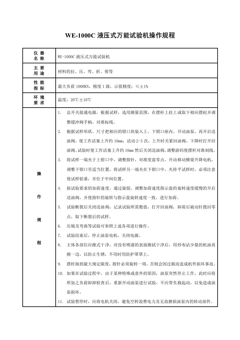 最新版仪器设备操作规程