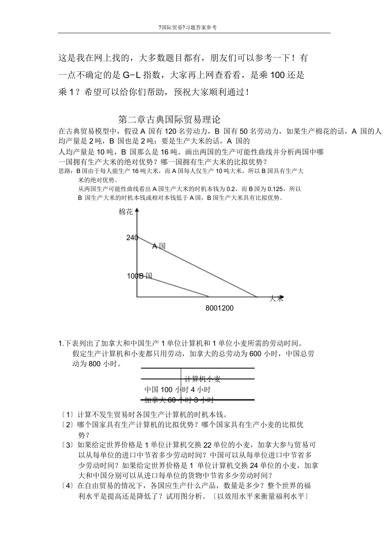 国际经济学课后习题答案