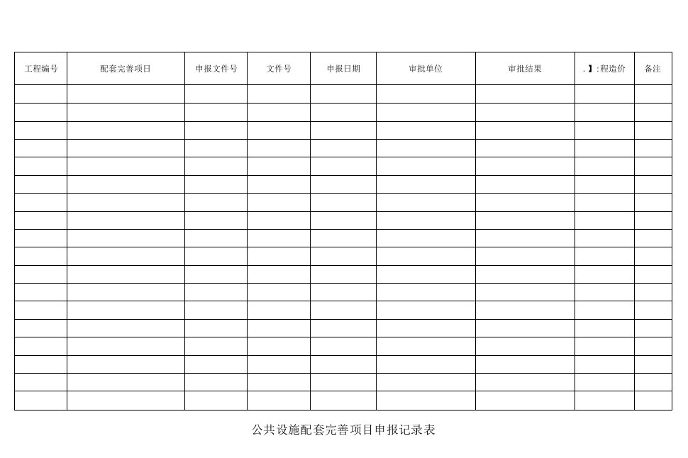 公共设施配套完善项目申报记录表