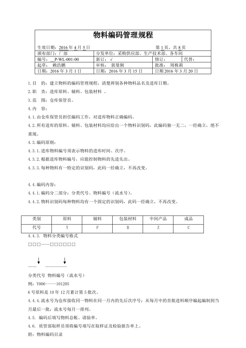 物料编码管理规程